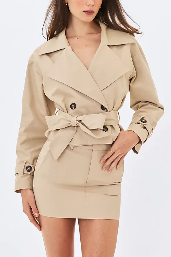 Zuly Cotton Gabardine Mini Trench Jacket by Miss Circle