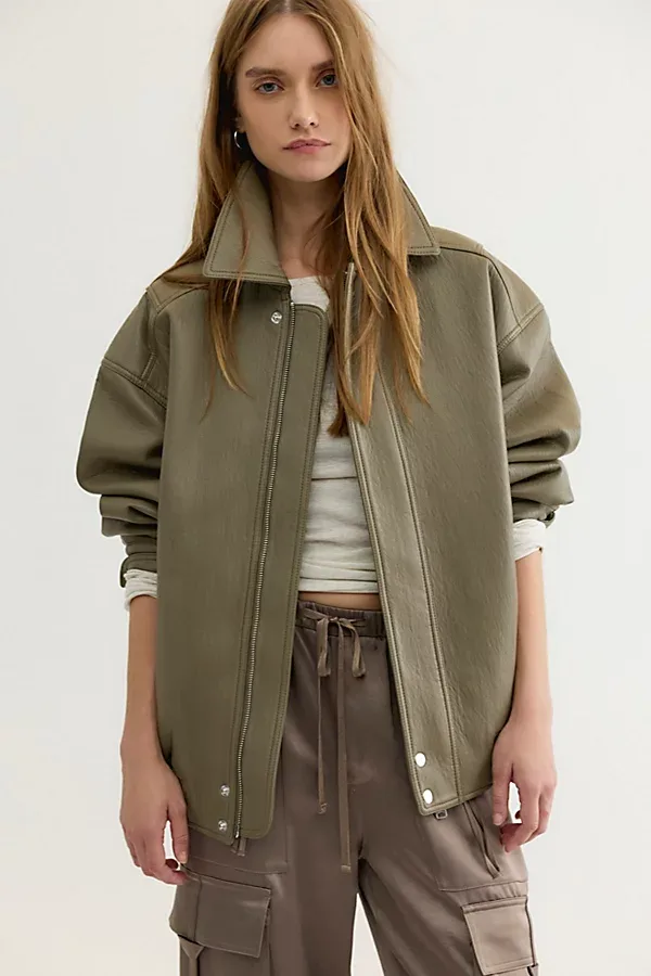 Ona Vegan Leather Bomber Jacket