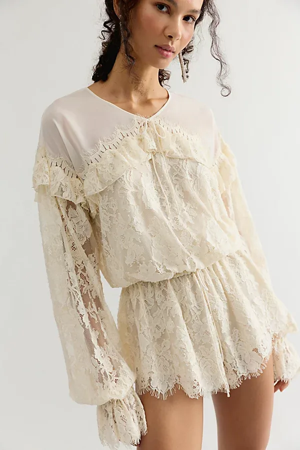 For Love & Lemons Country Rose Lace Romper by For Love & Lemons