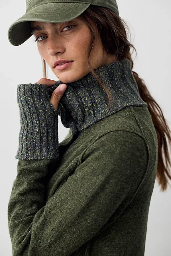 We the Free Off Kilt Funnel-Neck Wool Cardi by Free People