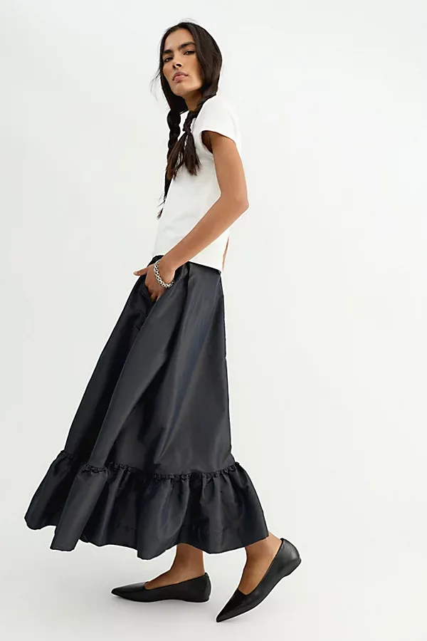 Vernier Taffeta Midi Skirt by Free People