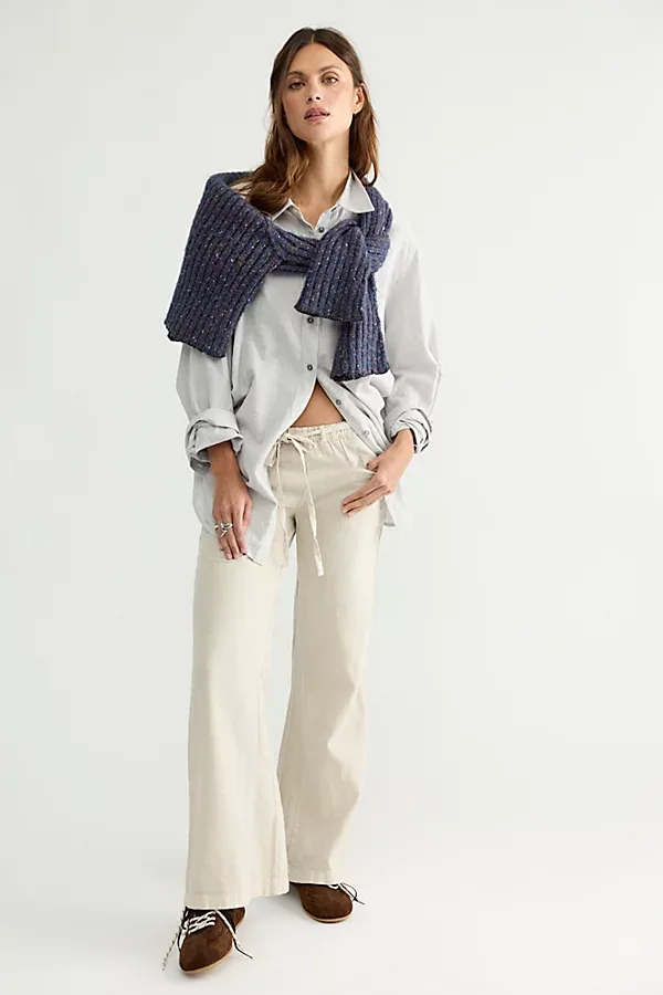 Break the Ice Linen Slouch Flare Pants by Free People