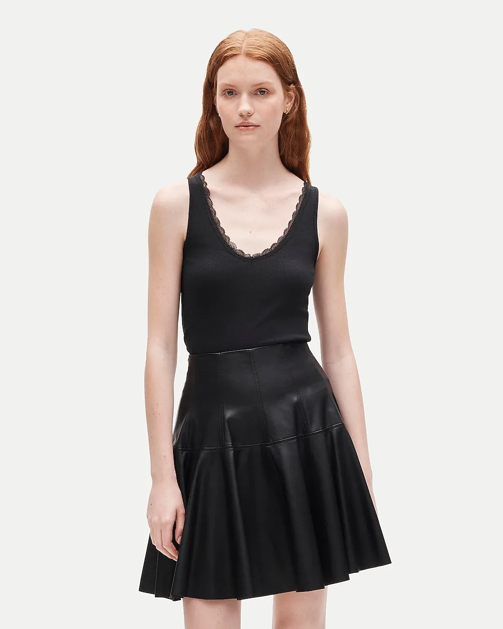 Perfect Rib Lace-Trim V-Neck Tank Top by J.Crew