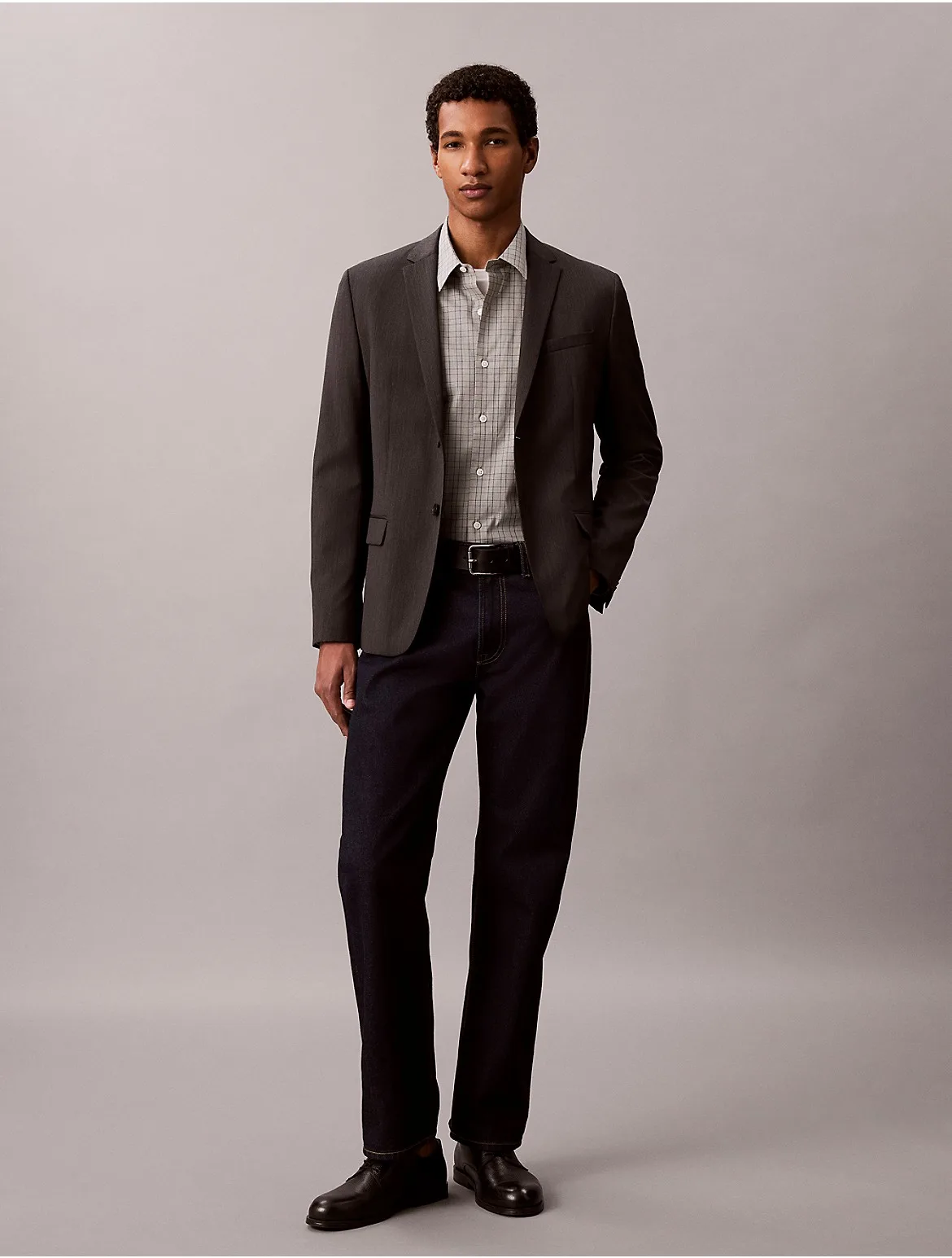 Yarn-Dyed Plaid Stretch Button-Down Shirt by Calvin Klein