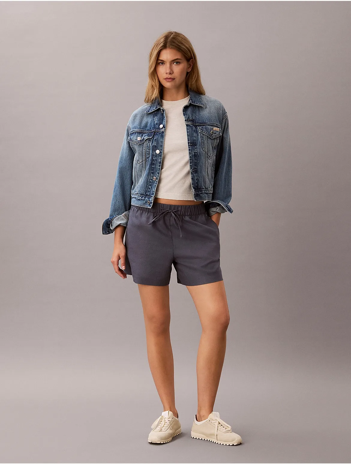 Linen Blend Pull-On Shorts by Calvin Klein
