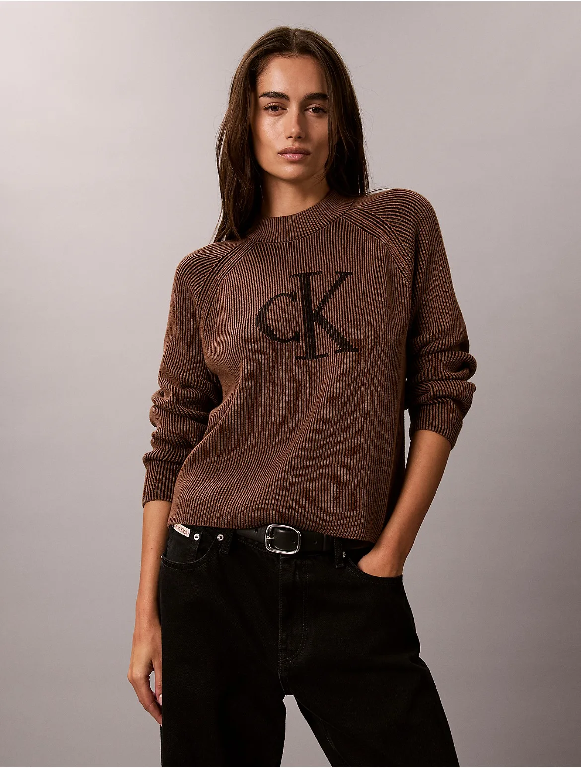 Monogram Graphic Rib Sweater by Calvin Klein
