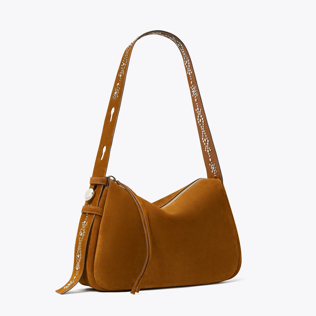 Romy Studded Suede Shoulder Bag