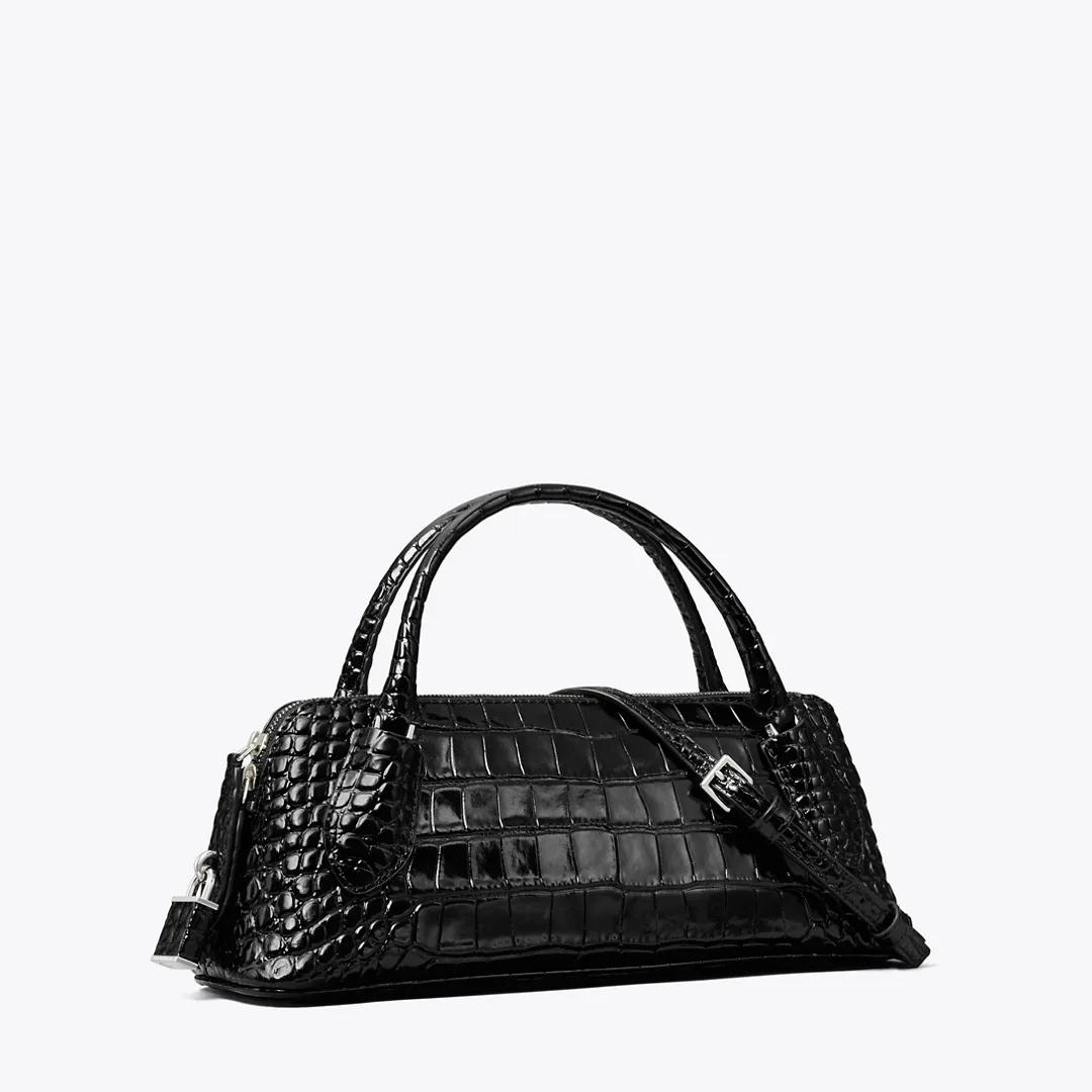 Lock Croc-Embossed Top Handle Bag by Tory Burch