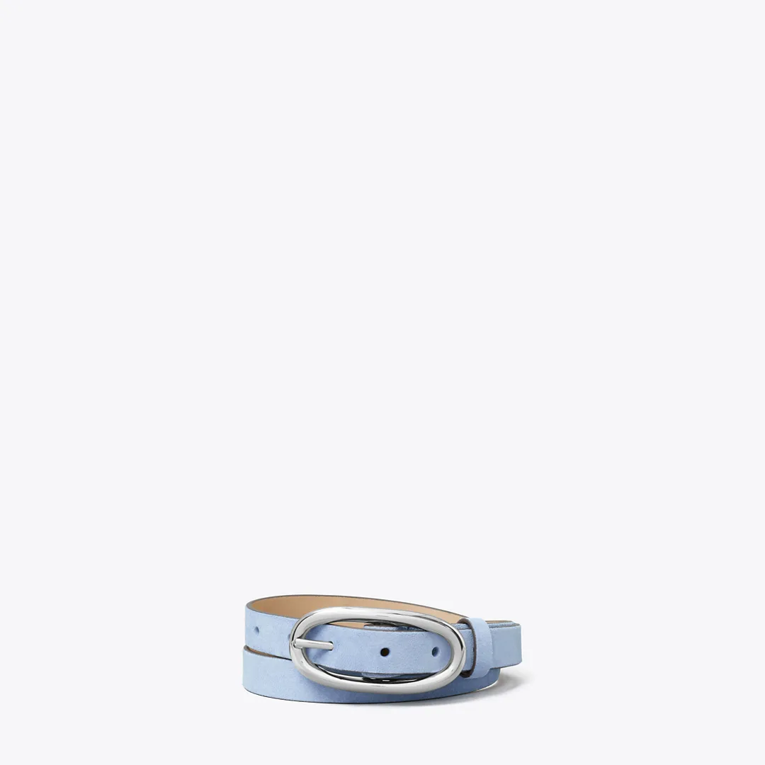 Large Pierced Suede Buckle Belt by Tory Burch