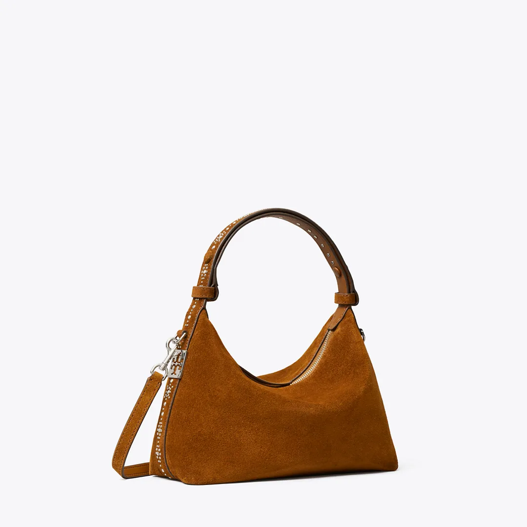 Mellow Studded Suede Shoulder Bag by Tory Burch