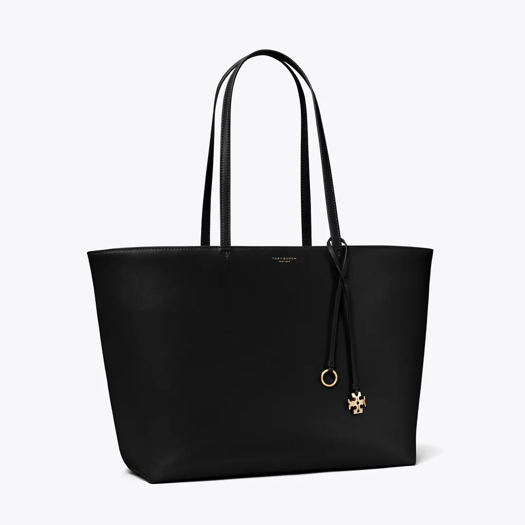 Leather Top Zip Tote