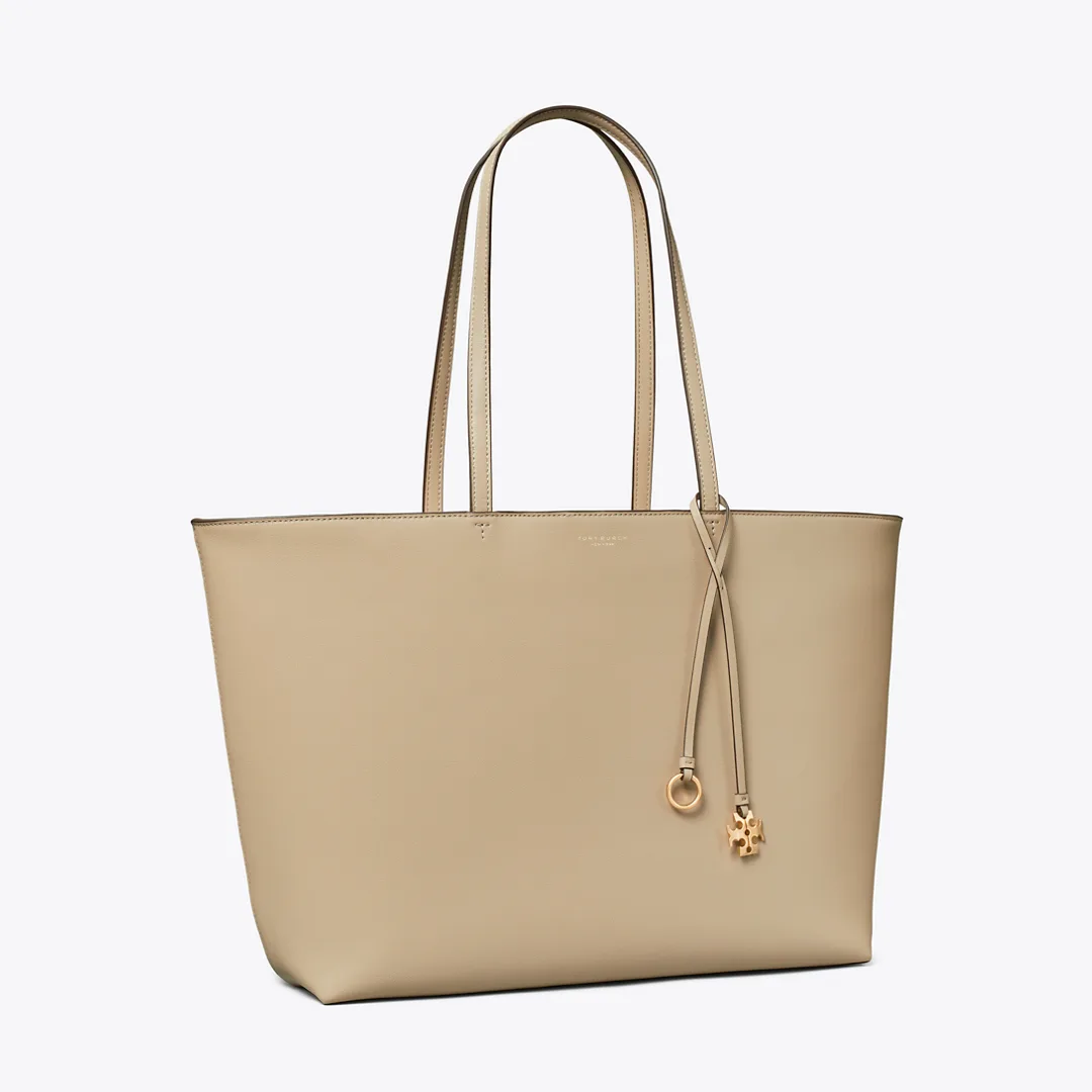 Leather Top Zip Tote