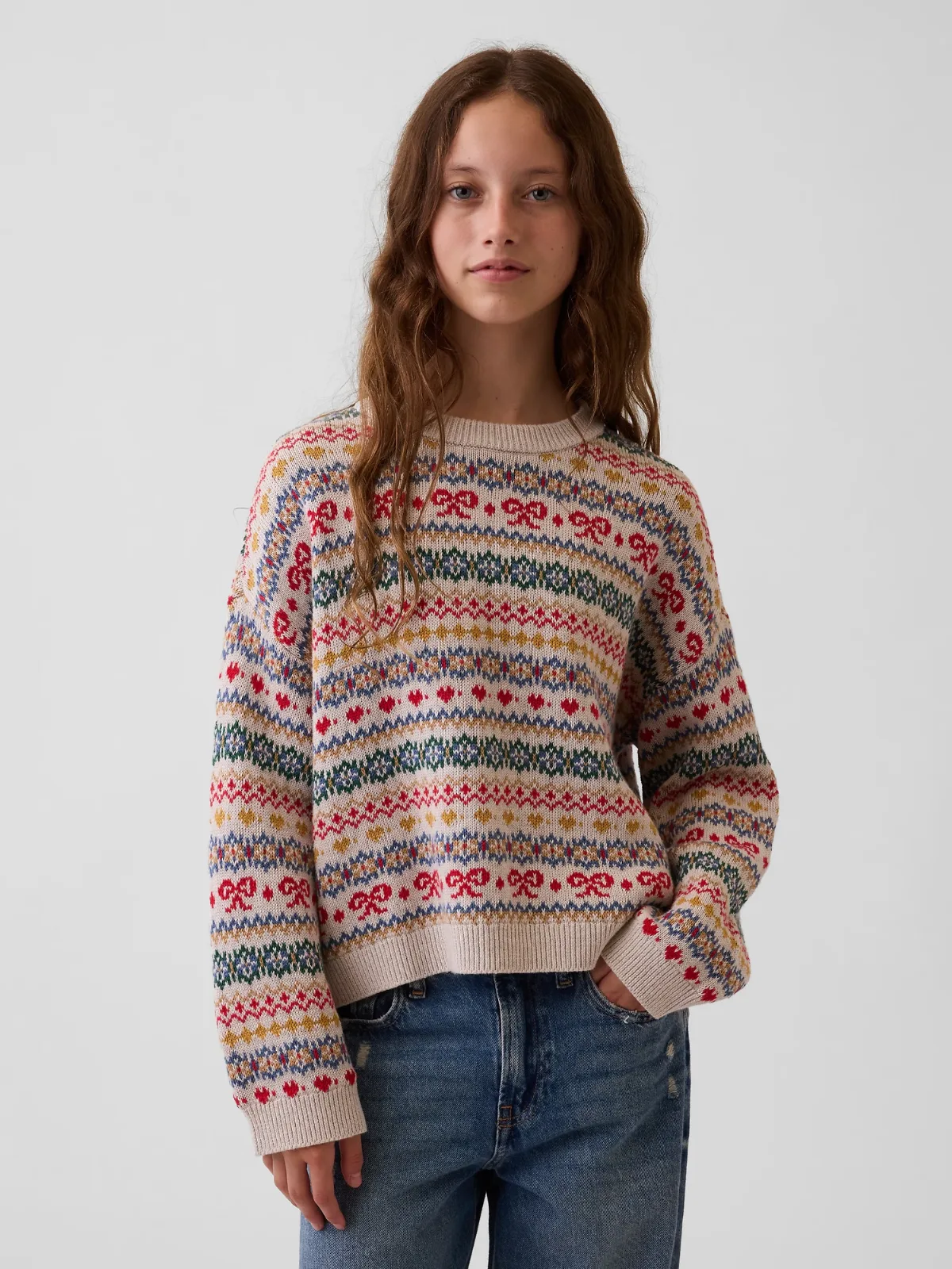 100% Cotton Oversized Crew Sweater by Gap
