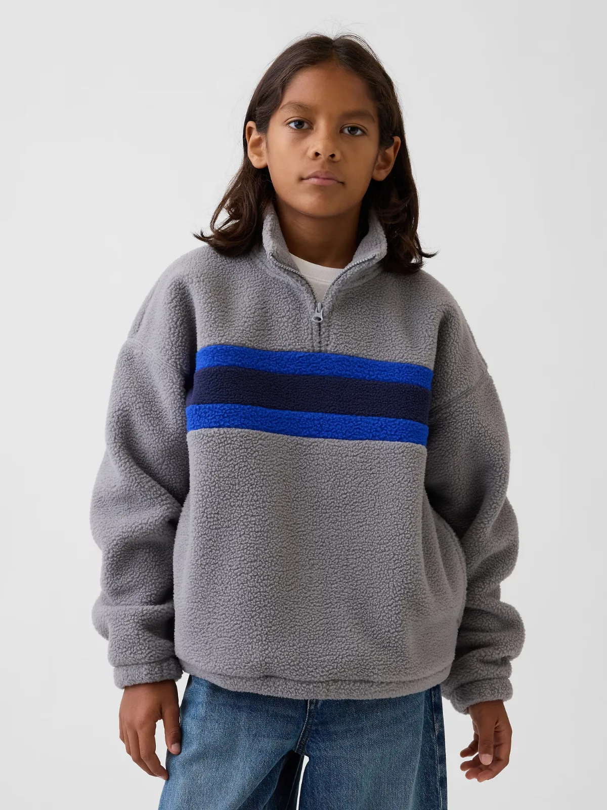 Sherpa Relaxed Quarter-Zip Pullover by Gap
