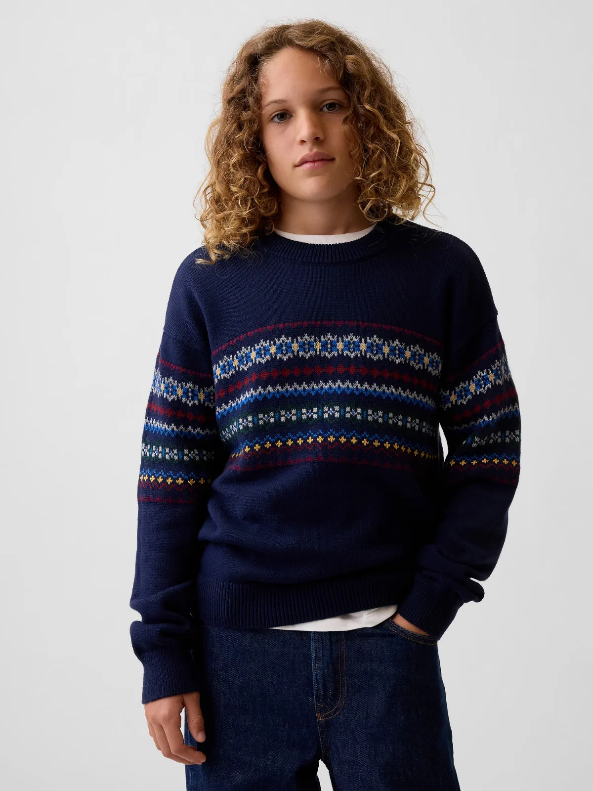100% Cotton Relaxed Crew Sweater by Gap