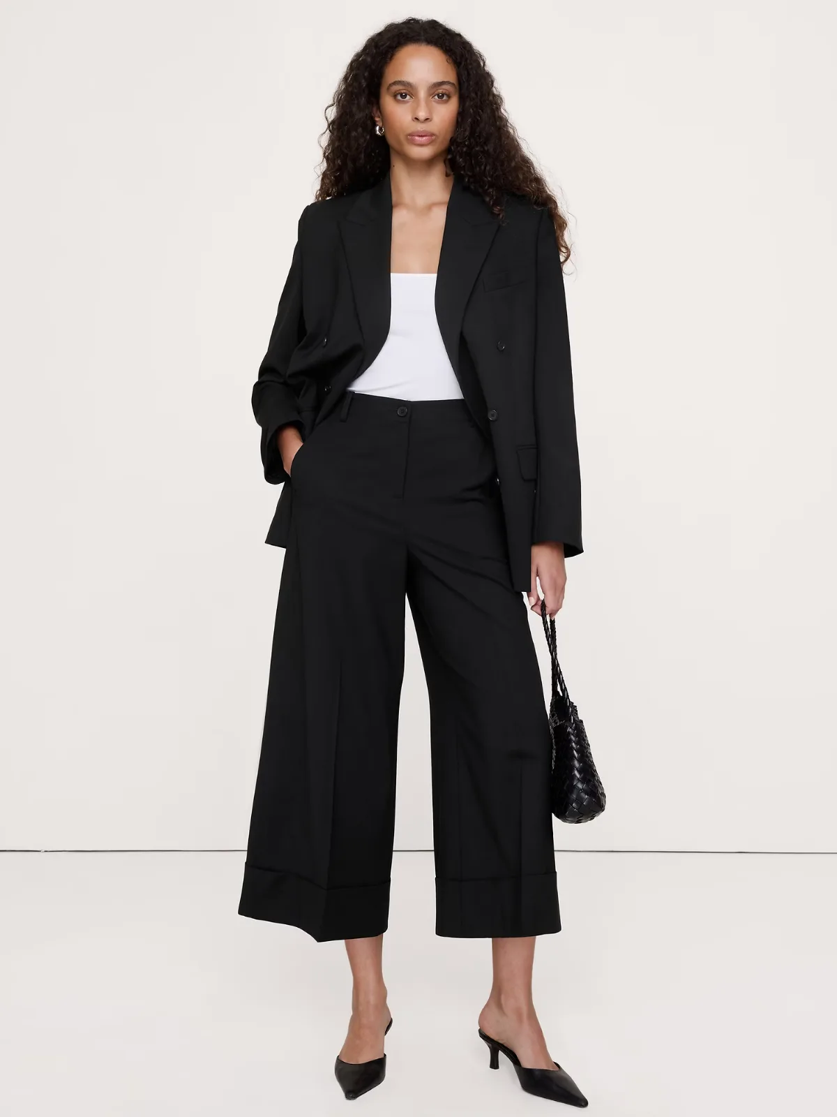 High-Rise Italian Lightweight Wool Culotte by Banana Republic
