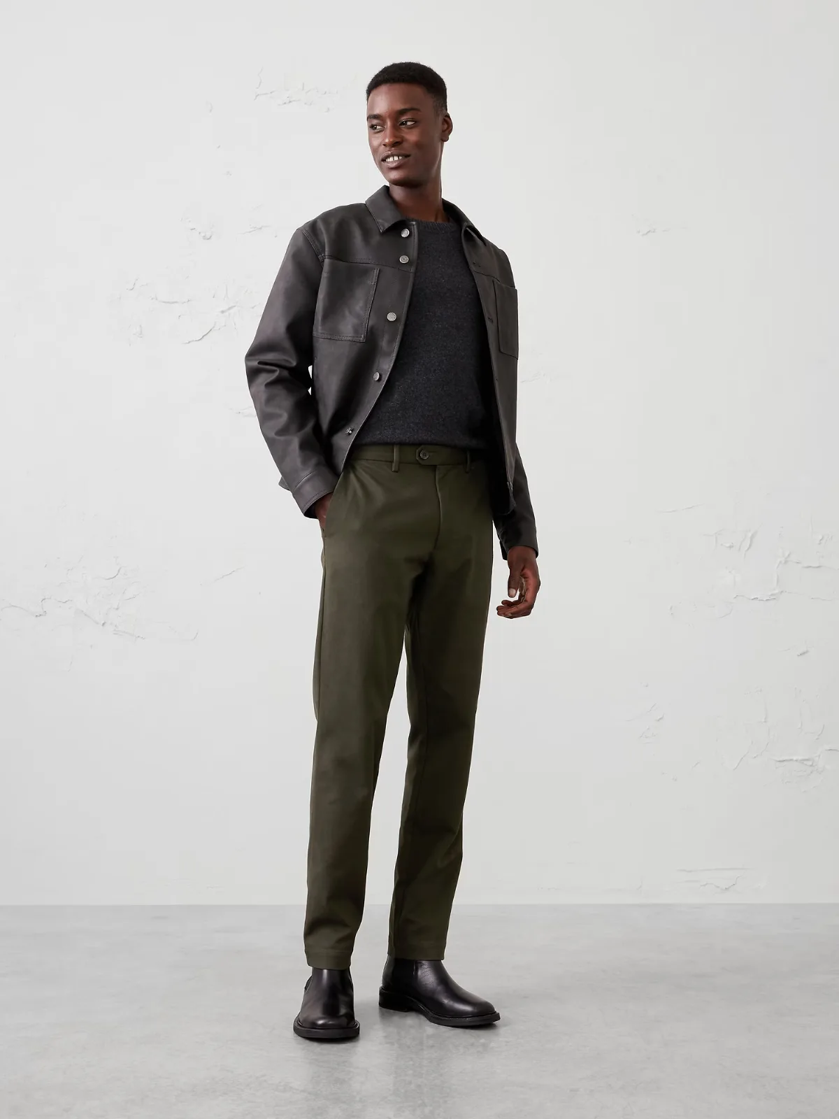 Slim-Fit Soft Brushed Pant by Banana Republic