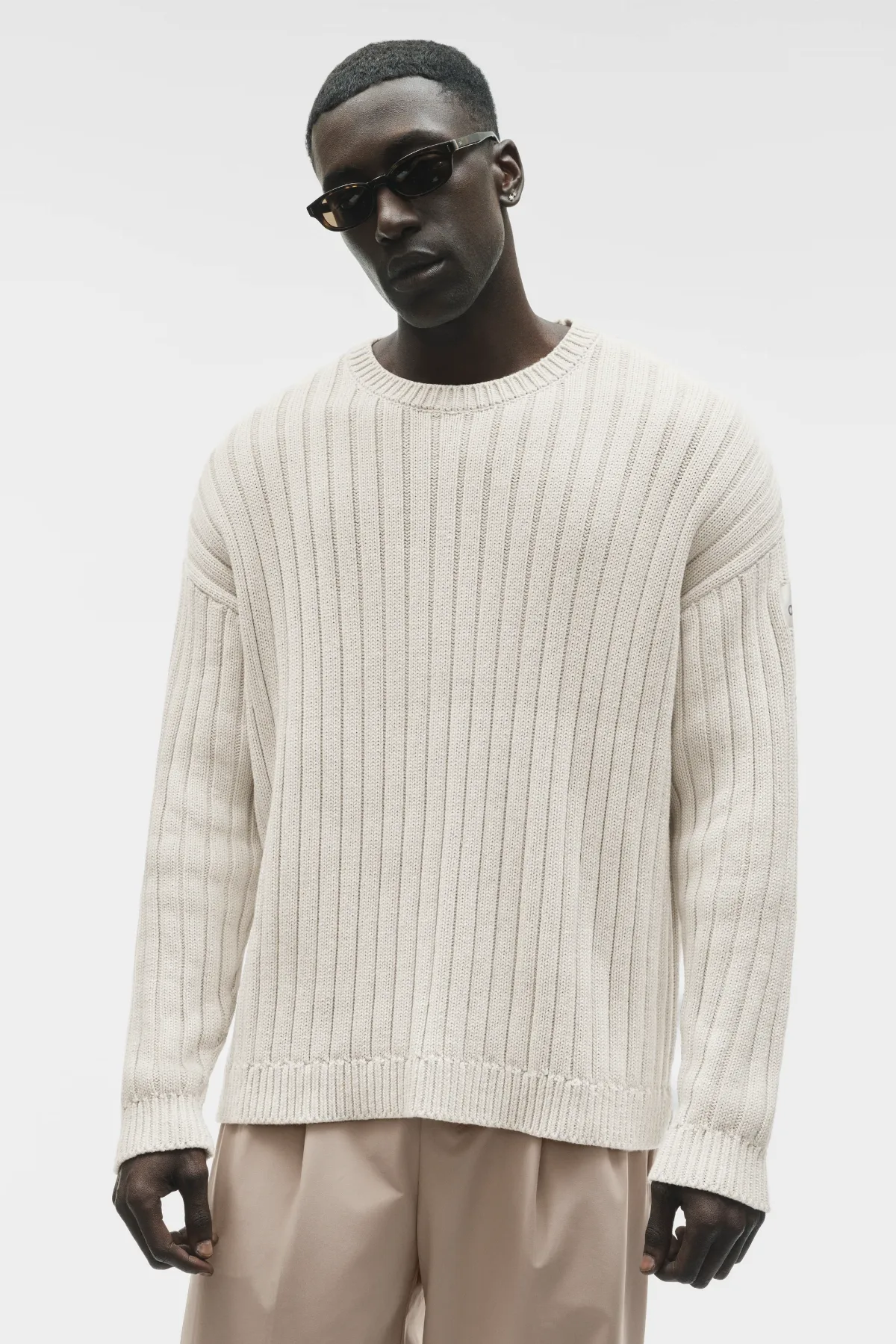 Cotton Rib Parallel Sweater Top