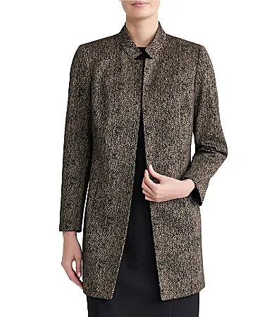 Stand Collar Long Sleeve Open Front Jacket by Kasper