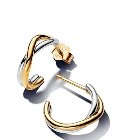Organically Shaped Two-Tone Open Hoop Earrings by Pandora
