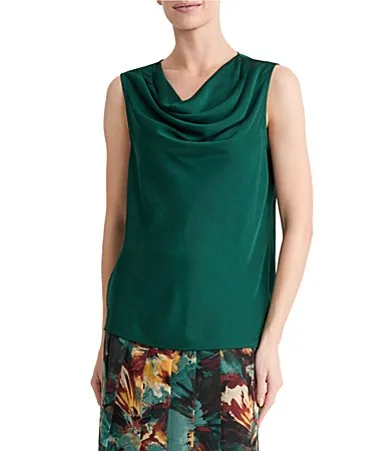 Drape Neck Textured Charmeuse Blouse by Kasper