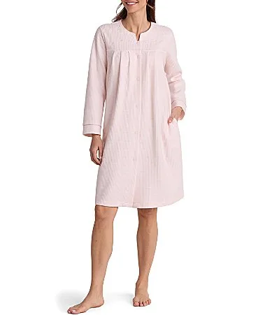 Brushed Waffle Solid Short Snap-Front Robe by Miss Elaine