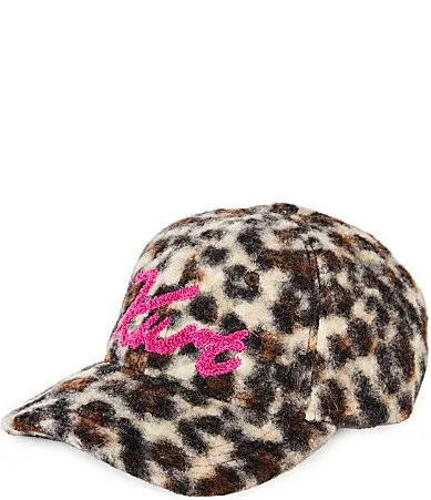 Mink Leopard Print Faux Fur Baseball Cap by Kurt Geiger