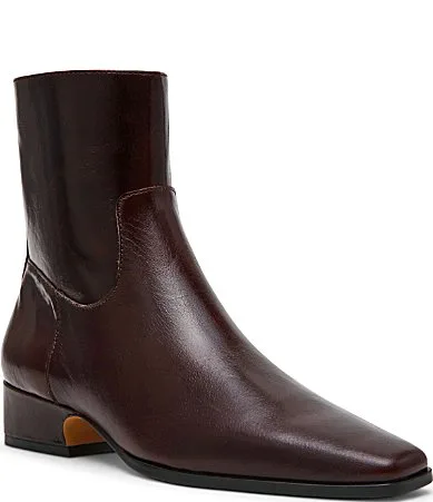 Dusty Leather Square Toe Ankle Booties by Steve Madden