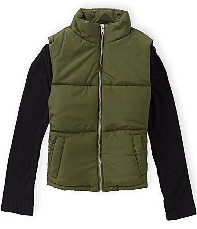 Sleeveless Puffer Vest Long Sleeve T-Shirt Set by In Girl