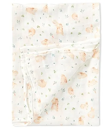 Meadow Bunny Muslin Swaddle by Loulou Lollipop