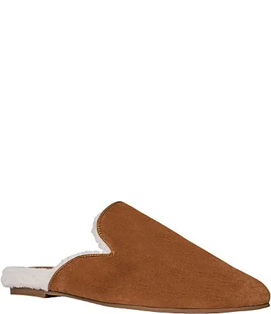 Daria Suede Faux Shearling Lined Pointed Toe Mules by Andre Assous
