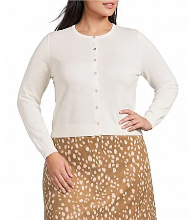 Lucy Paris Betsy Round Neck Long Sleeve Button Front Knit Cardigan by Lucy