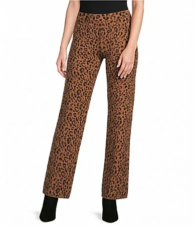Lucy Paris Juju Leopard Printed Straight Leg Coordinating Knit Pants by Lucy