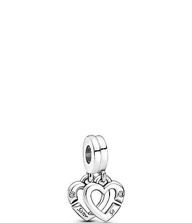 Linked Sister Hearts Split Dangle Sterling Silver Charm by Pandora