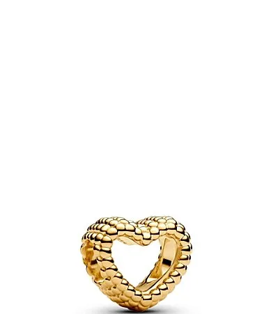 Gold Beaded Open Heart Charm by Pandora