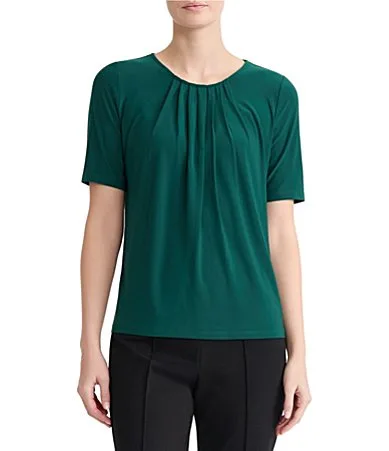 Short Sleeve Solid Jersey Top by Kasper