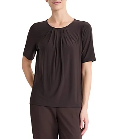 Short Sleeve Solid Jersey Top by Kasper
