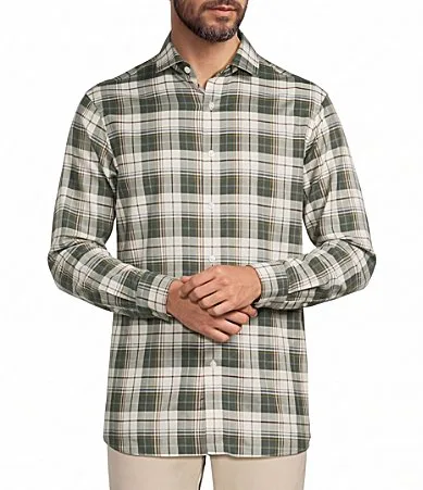 The Heritage Collection Heather Spread Collar Plaid Sport Shirt by Hart Schaffner Marx