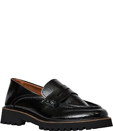 Averie-1 Patent Leather Lug Sole Penny Loafers