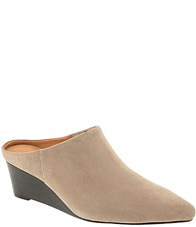 Wyatt Suede Wedge Mules by Andre Assous