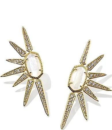 Ellie Star Statement Drop Earrings - Gold Crystal Ivory Illusion by Kendra Scott