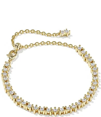 Fate Tennis Line Bracelet - Gold White CZ by Kendra Scott