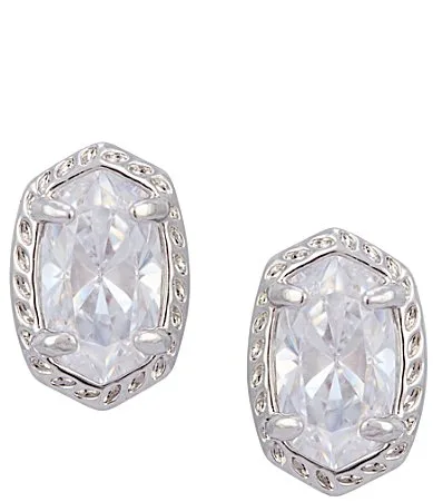 Mini Ellie Luxe Stud Earrings - Silver White CZ by Kendra Scott
