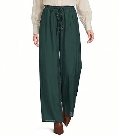 Azra Shimmer Voile Wide Leg Pull-On Pants by Ciebon