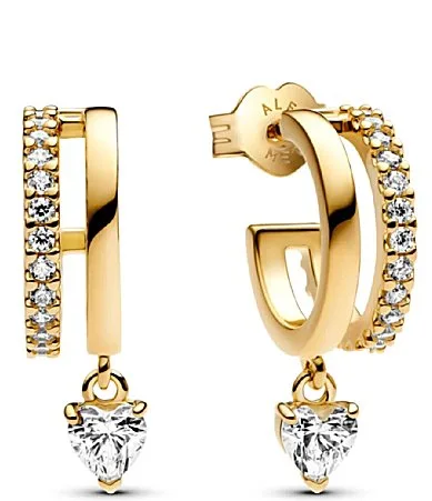 Timeless Dangling Heart Hoop Earrings by Pandora
