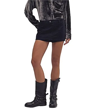 We the Free Galivanting Faux Suede Peekaboo Micro Skort by Free People