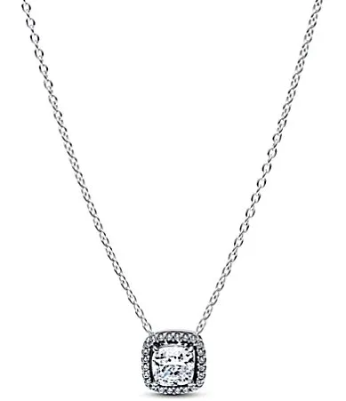 Halo Sterling Silver Pendant Collier Short Pendant Necklace by Pandora