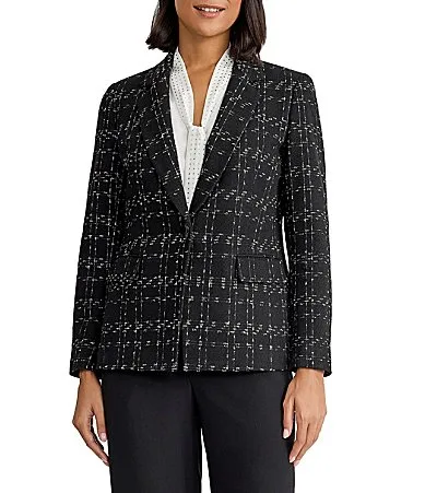 One Button Notch Collar Blazer by Kasper