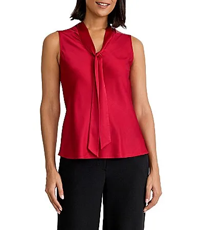 Sleeveless Tie Neck Blouse by Kasper