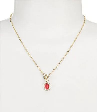 Daphne Crystal Frame Short Pendant Necklace - Gold Dark Pink Illusion by Kendra Scott